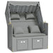 Strandstoel met kussens poly rattan en massief hout grijs