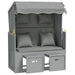Strandstoel met kussens poly rattan en massief hout grijs