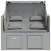 Strandstoel met kussens poly rattan en massief hout grijs