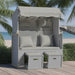 Strandstoel met kussens poly rattan en massief hout grijs