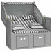 Strandstoel met kussens poly rattan en massief hout grijs wit