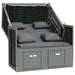Strandstoel met kussen poly rattan en hout antraciet en zwart