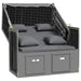 Strandstoel met kussen poly rattan en hout antraciet en zwart
