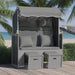 Strandstoel met kussen poly rattan en hout antraciet en zwart