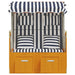 Strandstoel met kussens poly rattan en hout wit en blauw