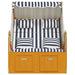 Strandstoel met kussens poly rattan en hout wit en blauw