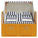 Strandstoel met kussens poly rattan en hout wit en blauw