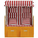 Strandstoel met kussens poly rattan en hout rood en wit