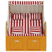 Strandstoel met kussens poly rattan en hout rood en wit
