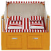Strandstoel met kussens poly rattan en hout rood en wit
