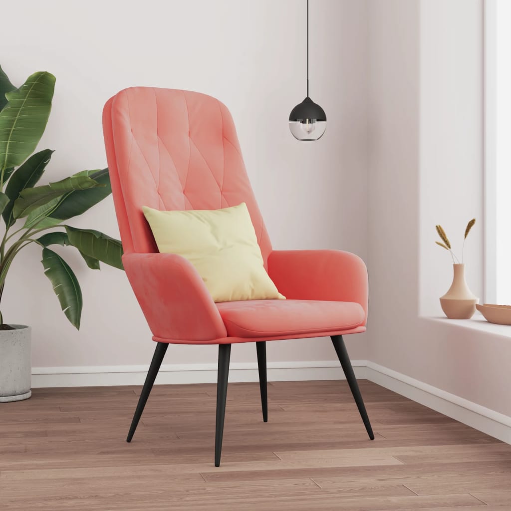 Relaxstoel fluweel roze