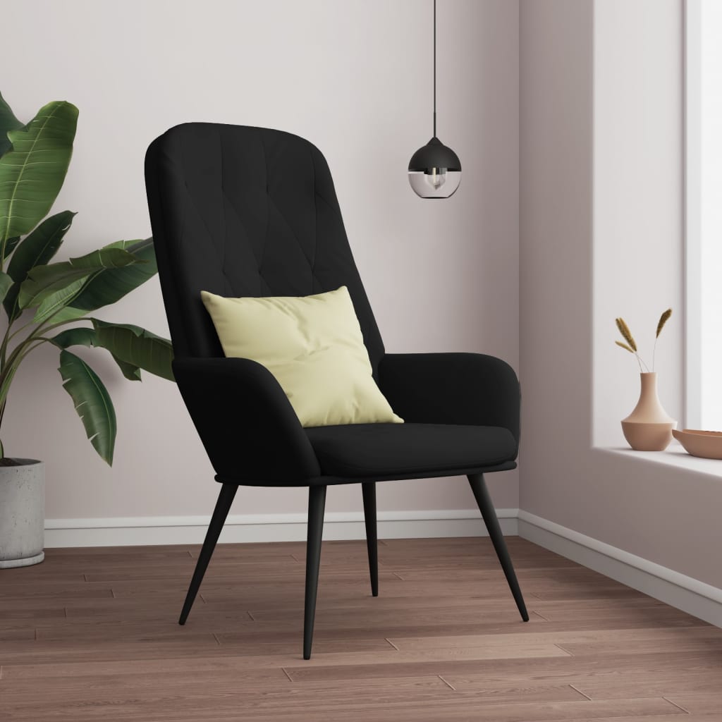 Relaxstoel fluweel zwart