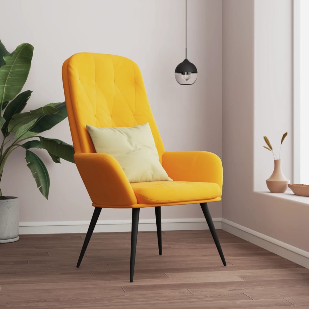 Relaxstoel fluweel mosterdgeel