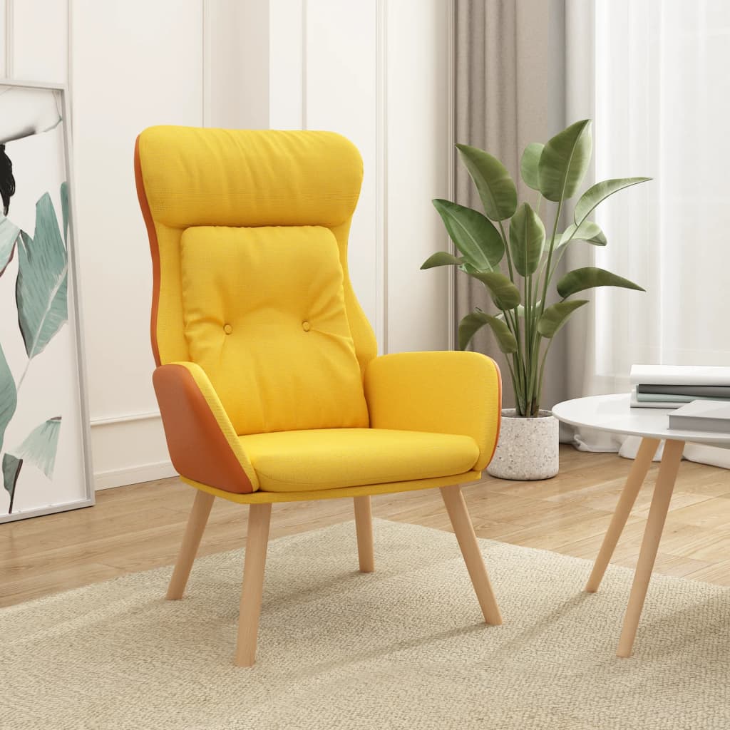 Relaxstoel stof en PVC mosterdgeel