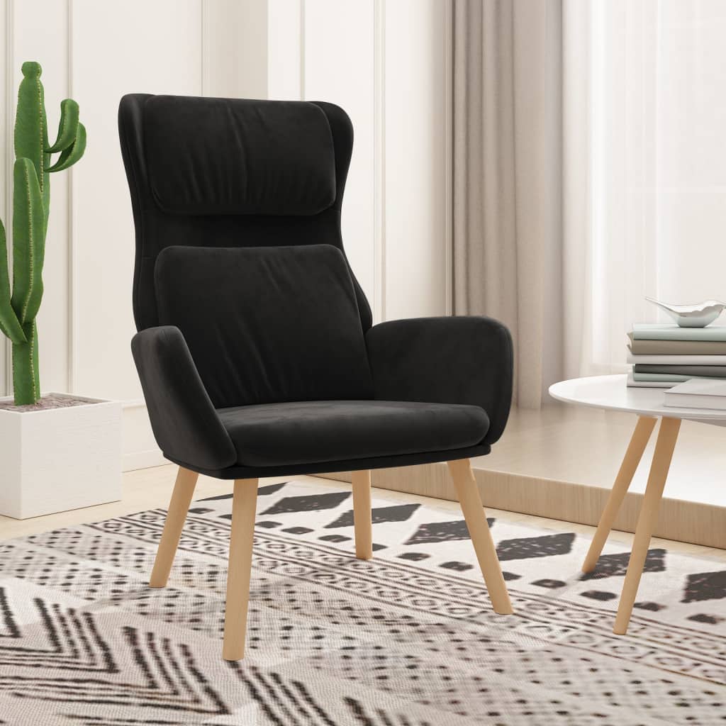 Relaxstoel fluweel zwart