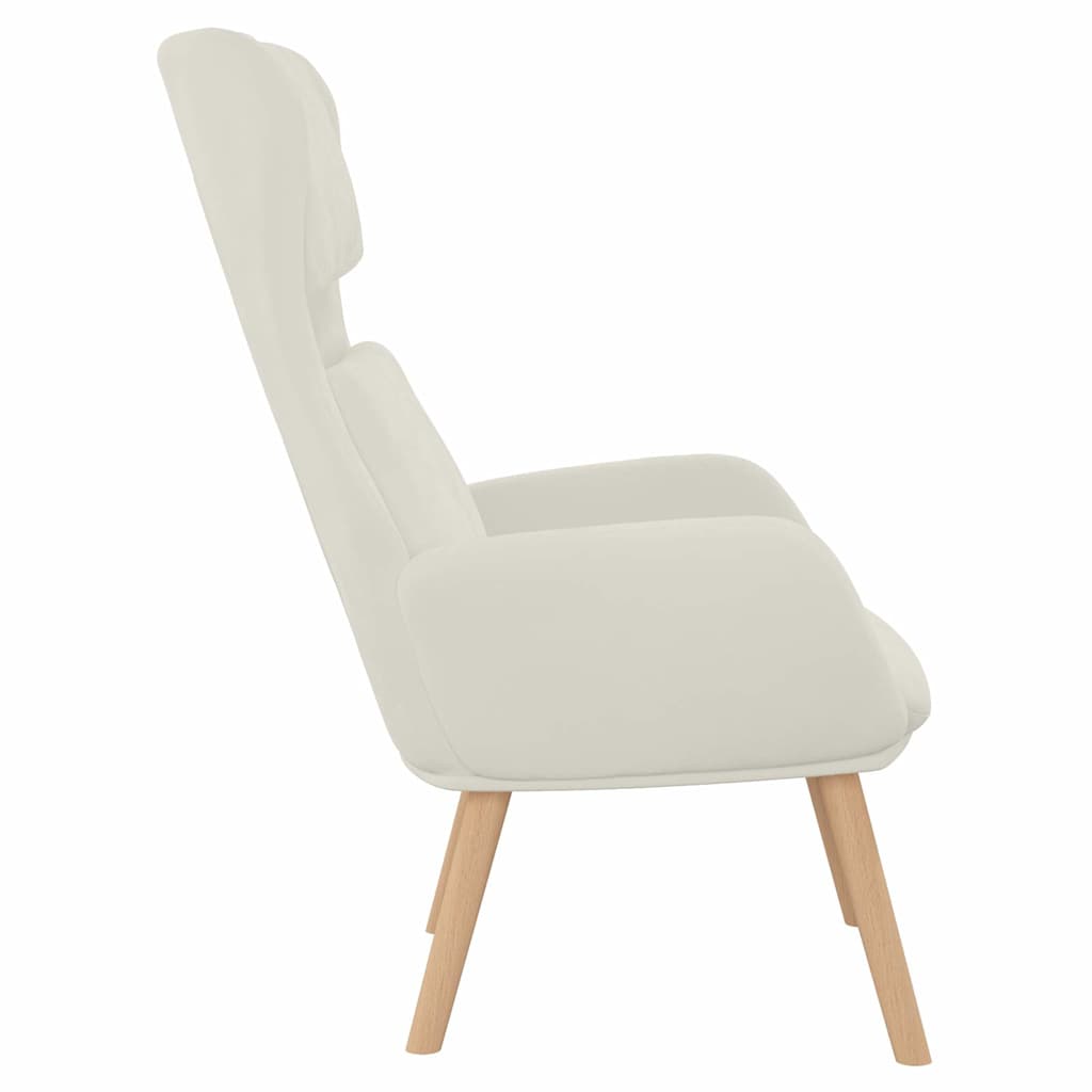 Relaxstoel fluweel crèmewit