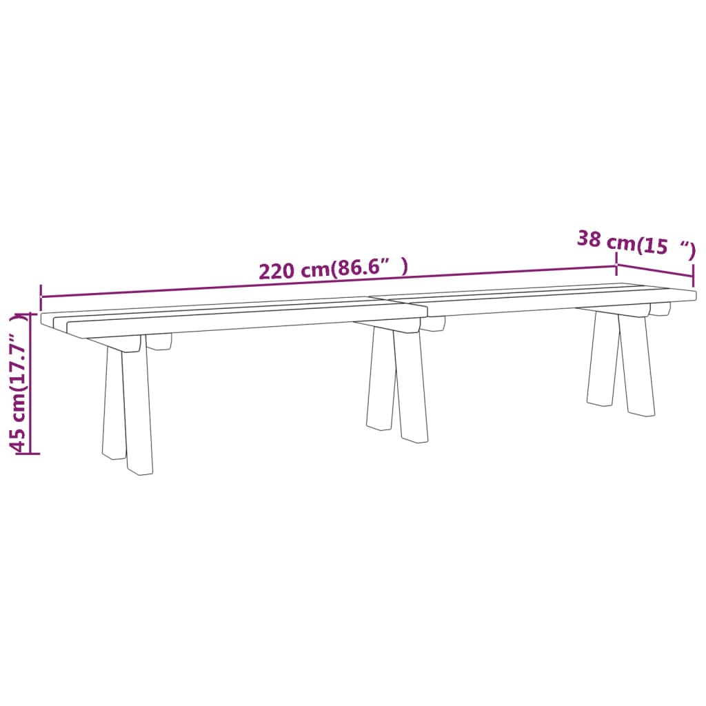 Tuinbank 220 cm geïmpregneerd massief grenenhout