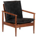 Fauteuil echt leer en massief acaciahout