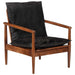 Fauteuil echt leer en massief acaciahout