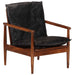 Fauteuil echt leer en massief acaciahout