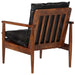 Fauteuil echt leer en massief acaciahout