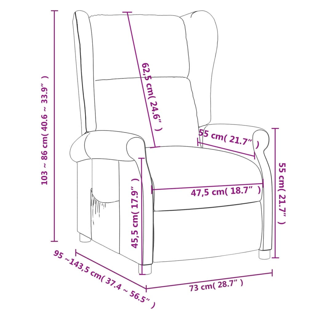 Fauteuil verstelbaar stof crèmekleurig