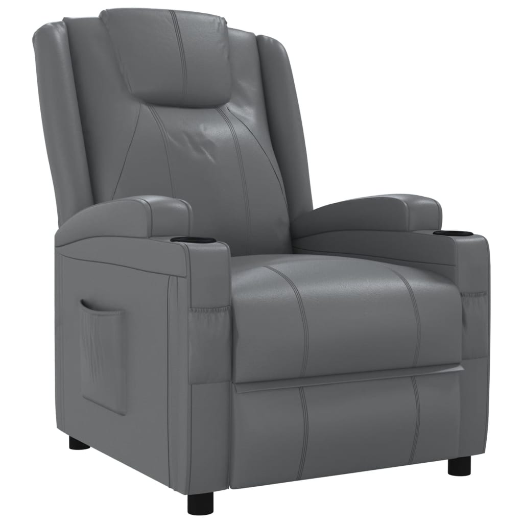 Fauteuil verstelbaar kunstleer grijs