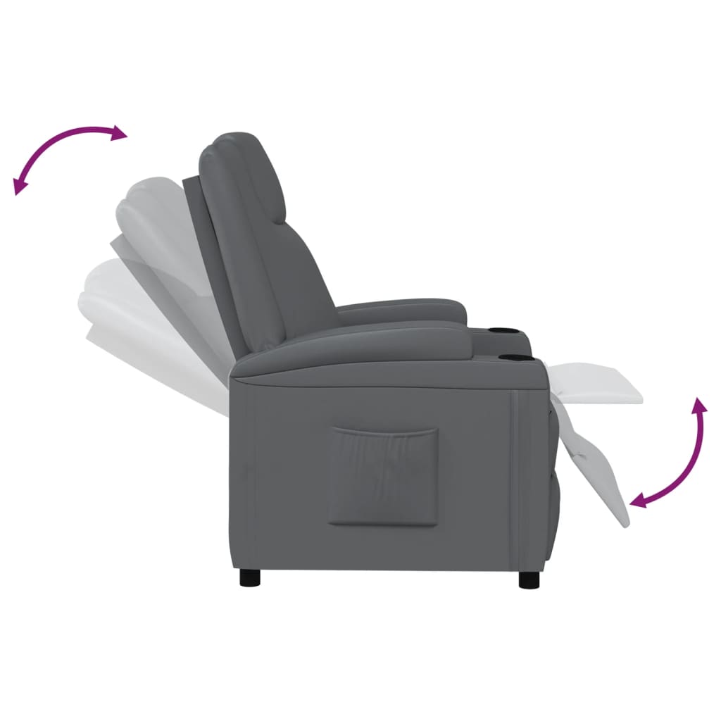 Fauteuil verstelbaar kunstleer grijs
