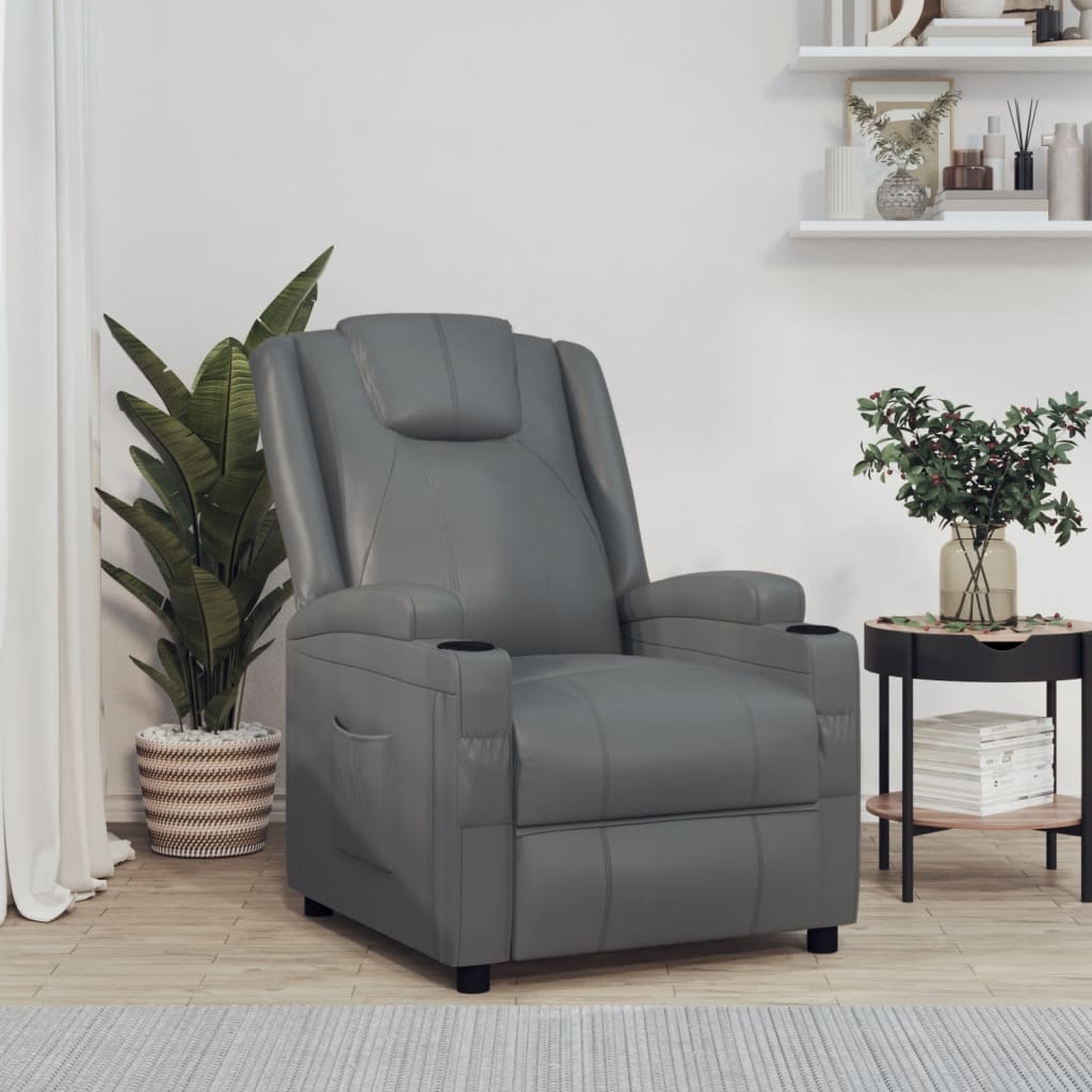 Fauteuil verstelbaar kunstleer grijs