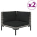 3-Delige Loungeset Halfrond Poly Rattan Donkergrijs 1 2x hoek + Tafel