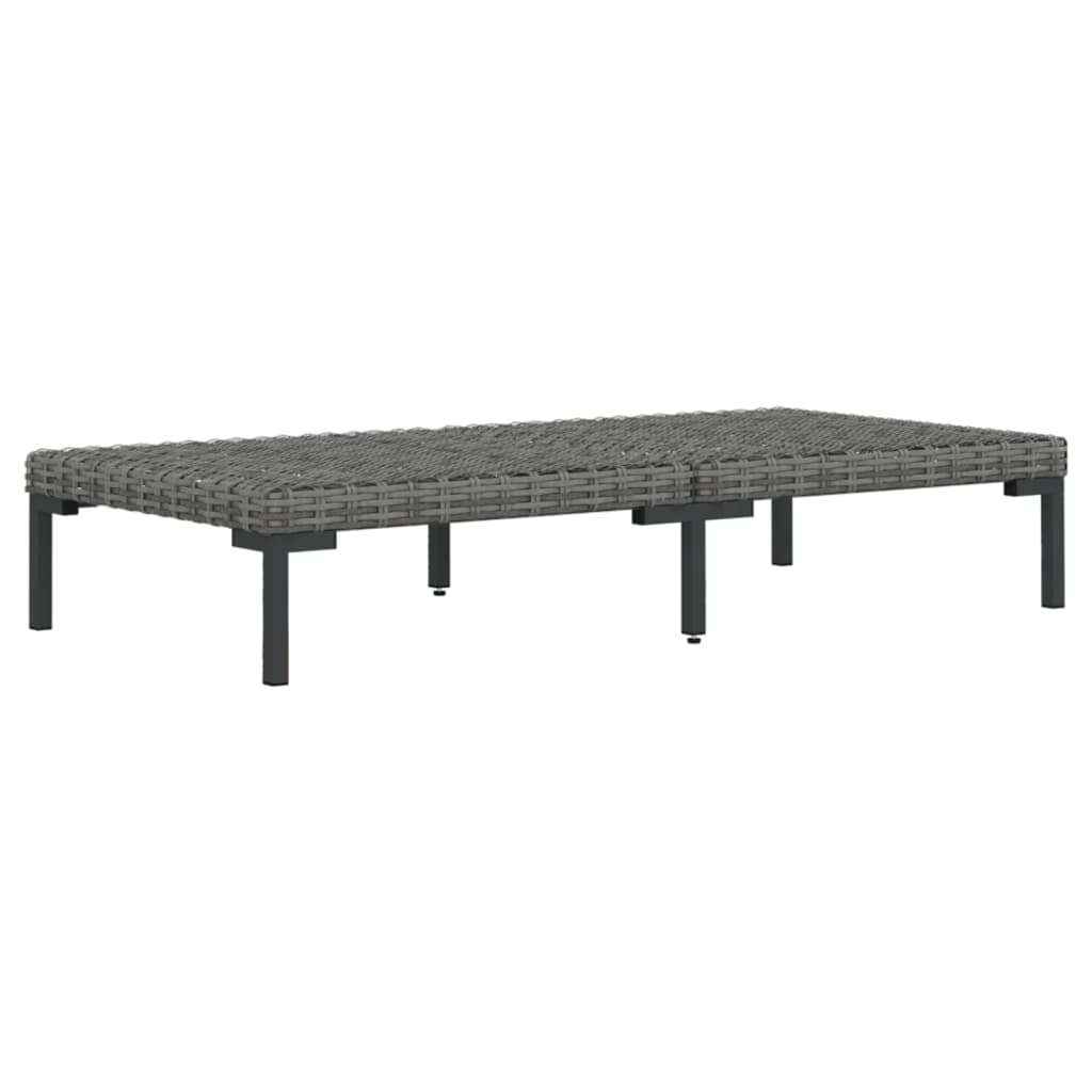 3-Delige Loungeset Halfrond Poly Rattan Donkergrijs 1 2x hoek + Tafel
