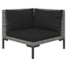3-Delige Loungeset Halfrond Poly Rattan Donkergrijs 1 2x hoek + Tafel