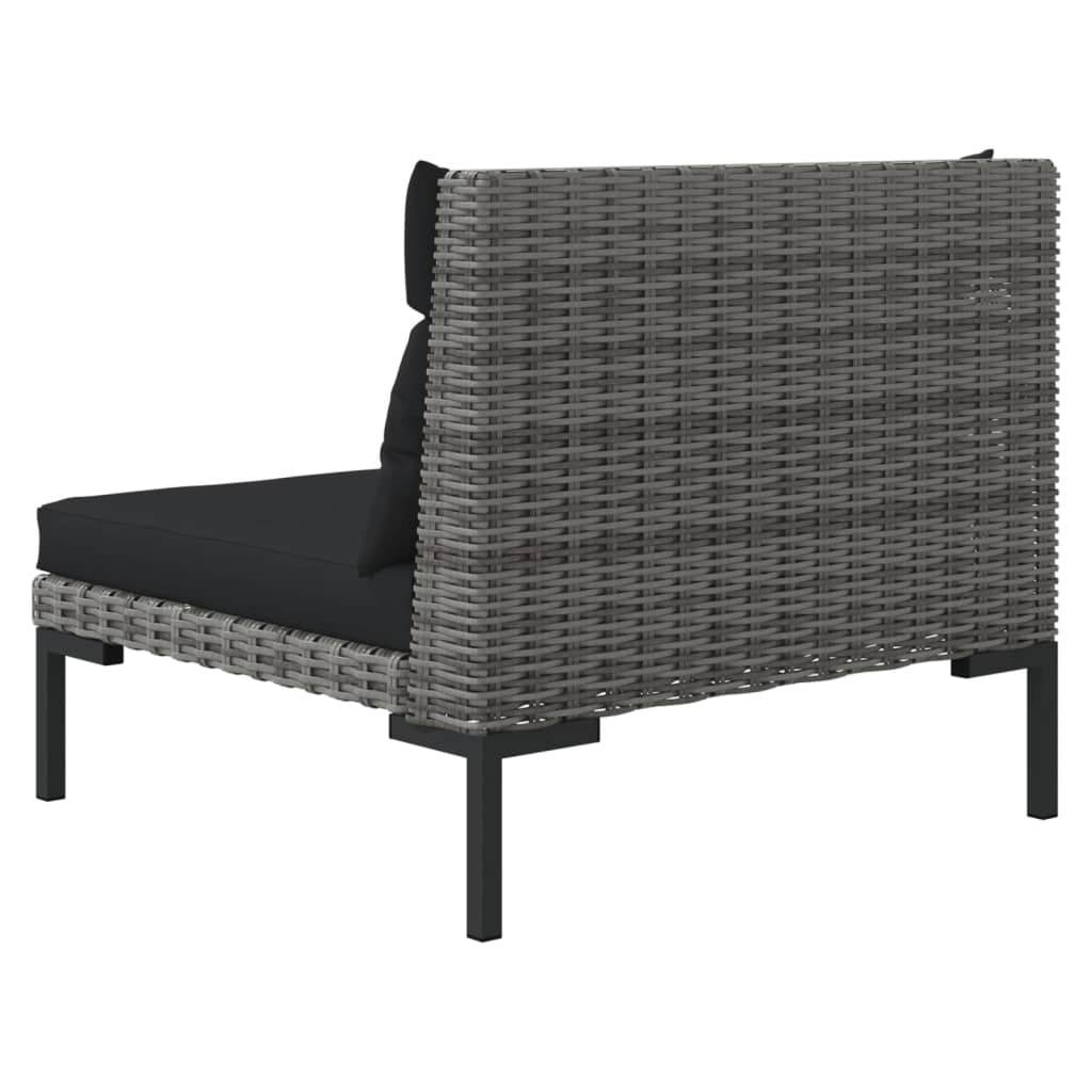 3-Delige Loungeset Halfrond Poly Rattan Donkergrijs 1 2x hoek + Tafel