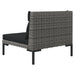 3-Delige Loungeset Halfrond Poly Rattan Donkergrijs 1 2x hoek + Tafel
