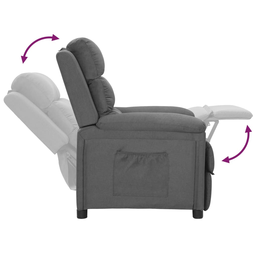Fauteuil verstelbaar stof lichtgrijs