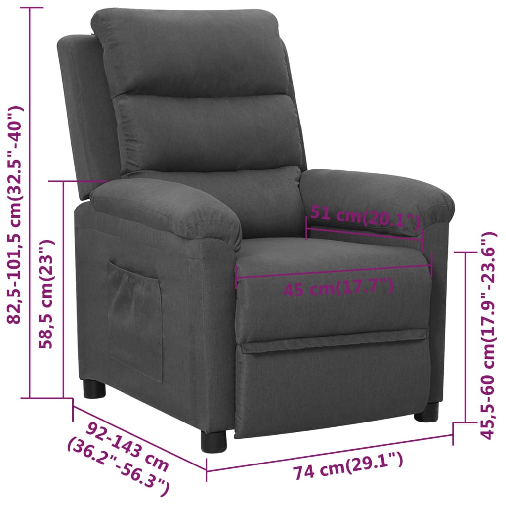Fauteuil verstelbaar stof donkergrijs
