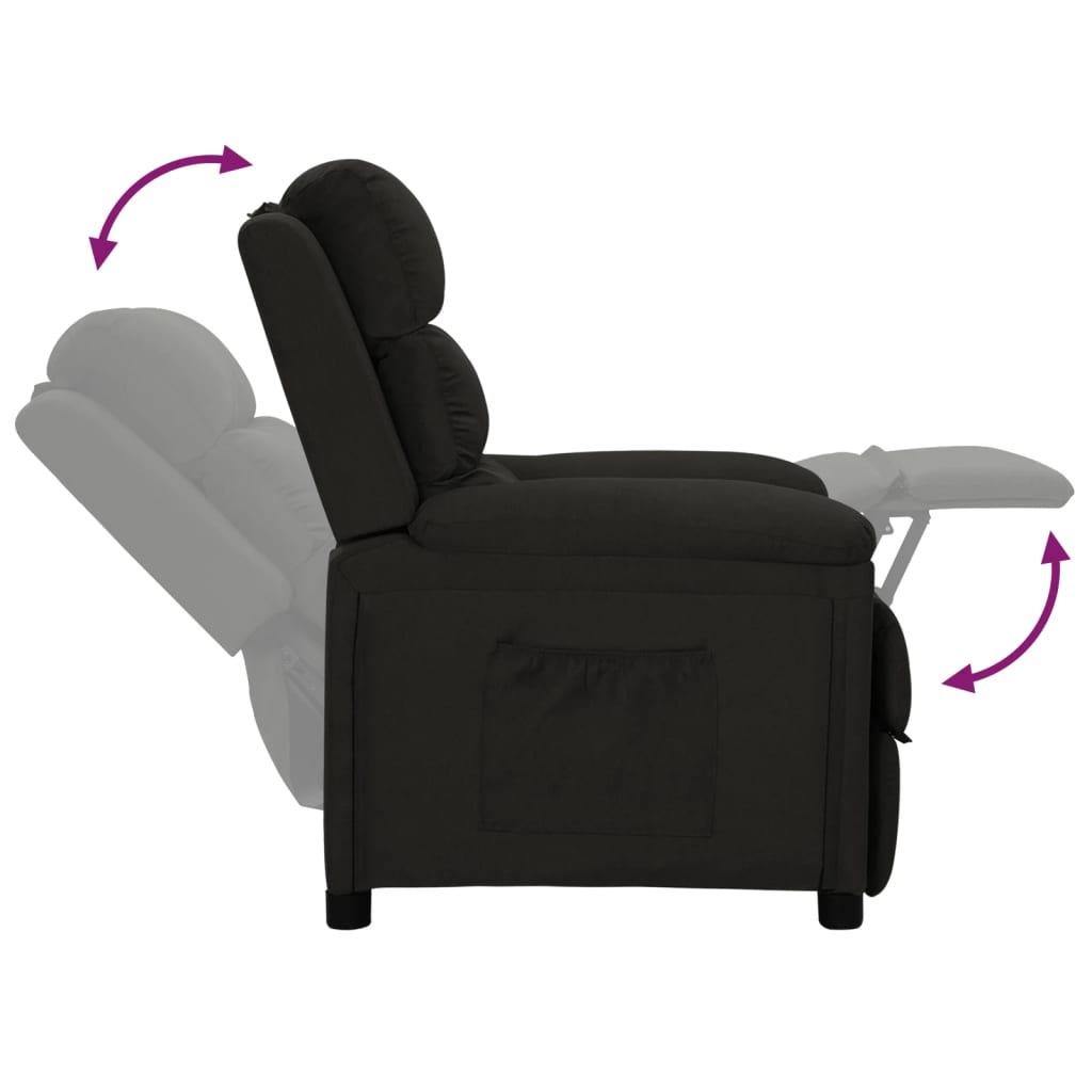 Fauteuil verstelbaar stof zwart