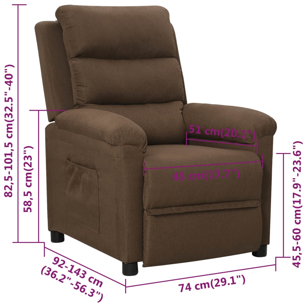 Fauteuil verstelbaar stof bruin