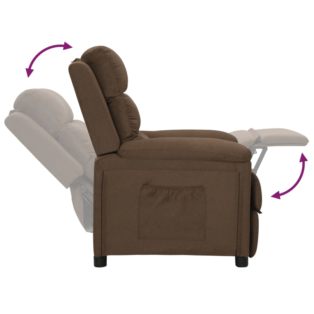 Fauteuil verstelbaar stof bruin