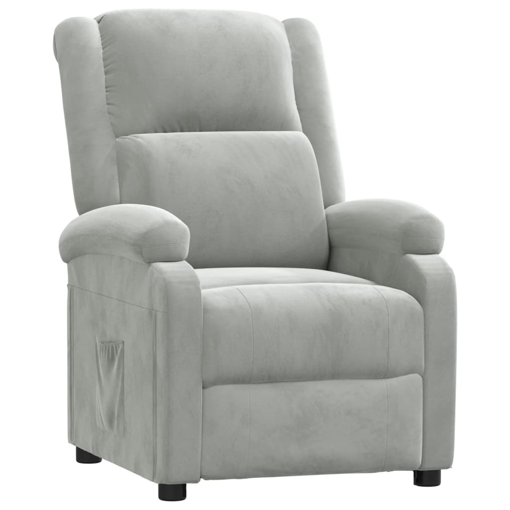Fauteuil verstelbaar fluweel lichtgrijs