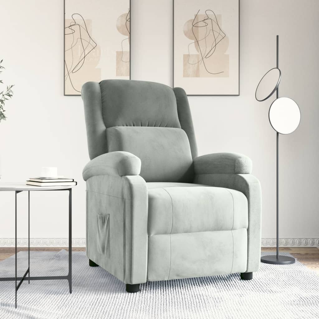 Fauteuil verstelbaar fluweel lichtgrijs