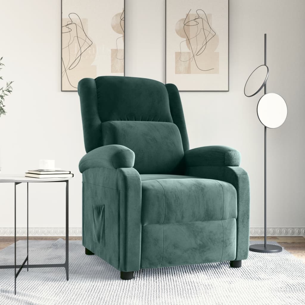Fauteuil verstelbaar fluweel donkergroen