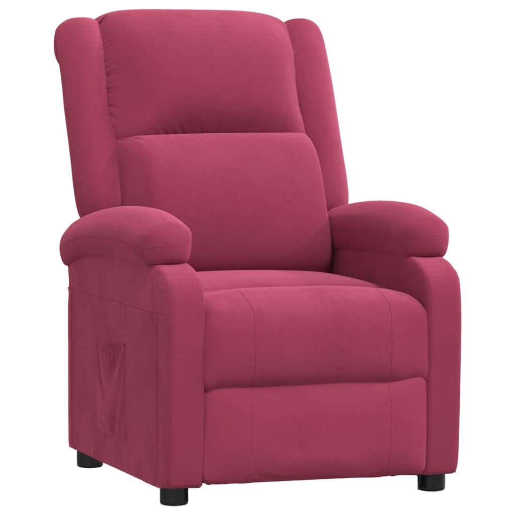 Fauteuil verstelbaar fluweel wijnrood