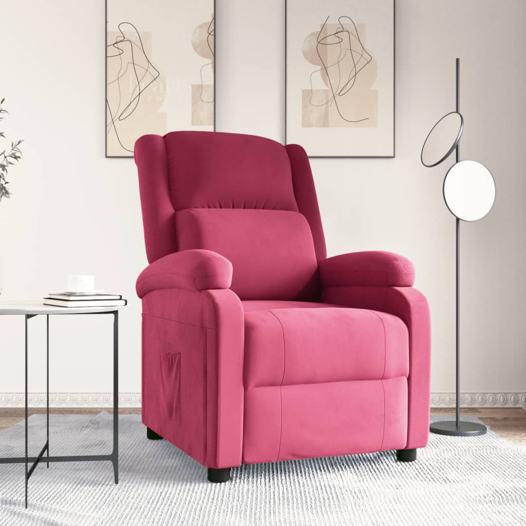 Fauteuil verstelbaar fluweel wijnrood