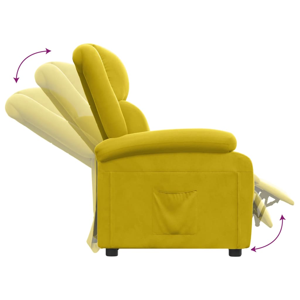 Fauteuil verstelbaar fluweel geel