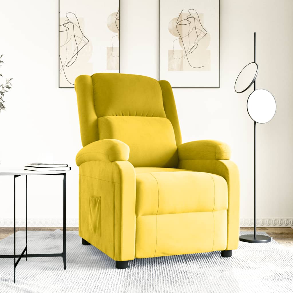 Fauteuil verstelbaar fluweel geel