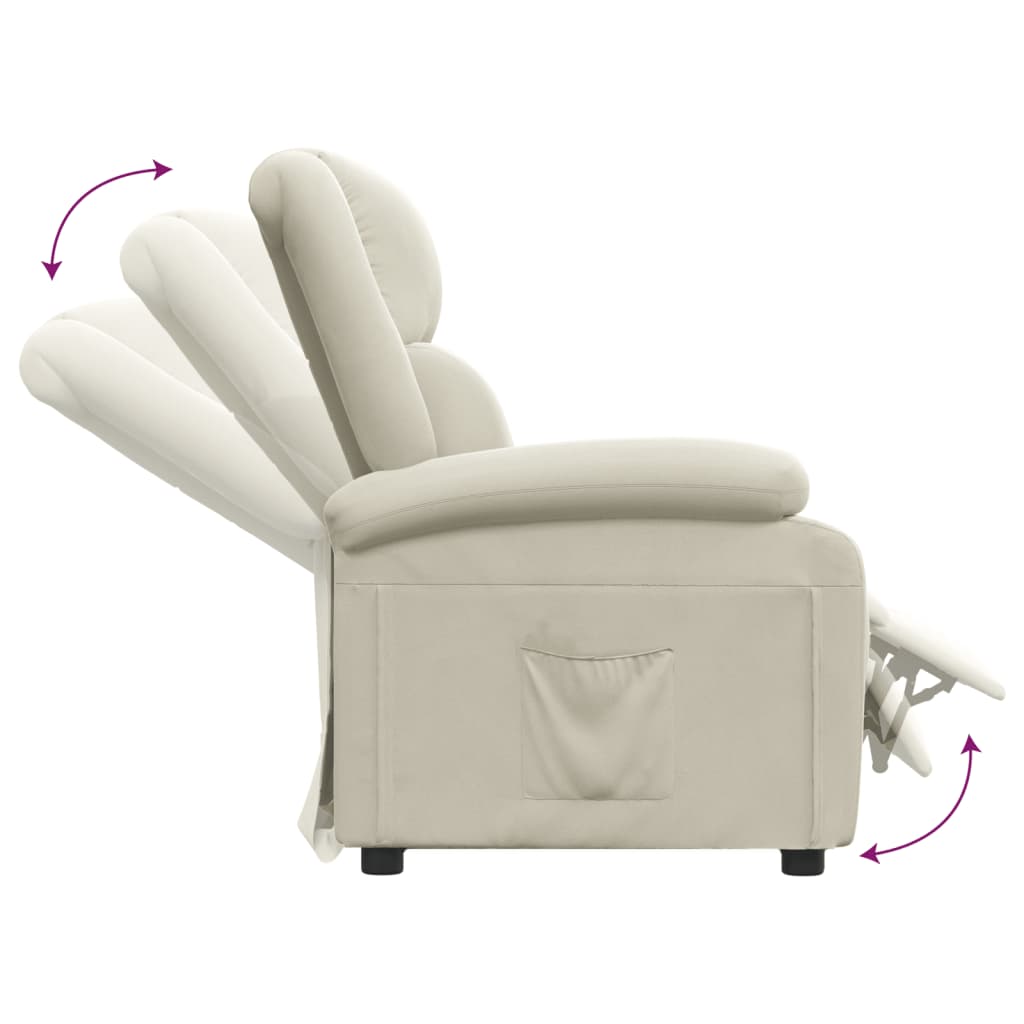 Fauteuil verstelbaar fluweel crèmekleurig