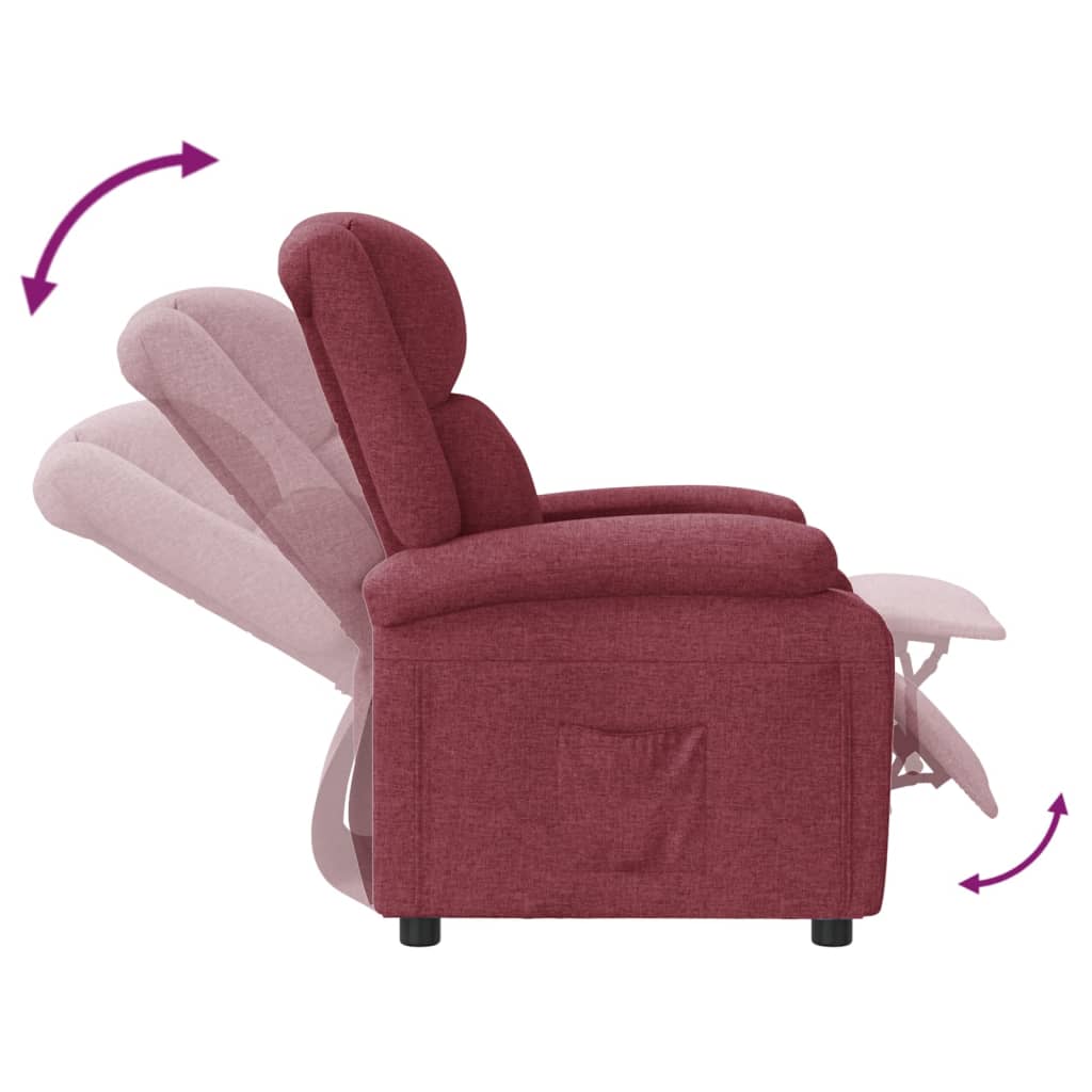 Fauteuil verstelbaar stof wijnrood