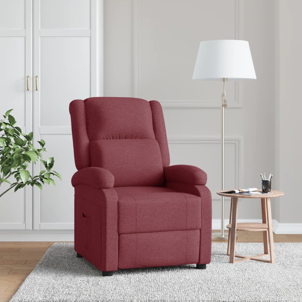 Fauteuil verstelbaar stof wijnrood