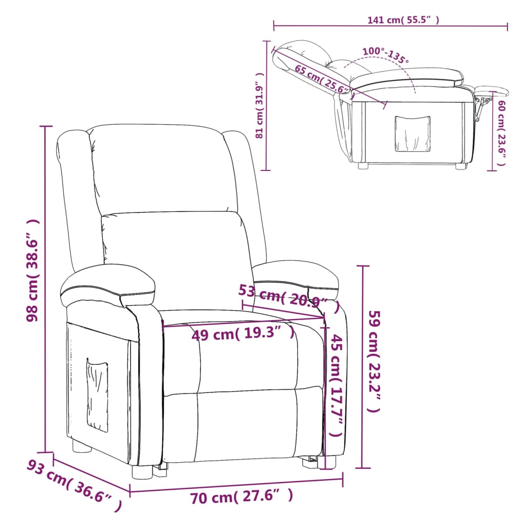 Fauteuil verstelbaar stof taupe